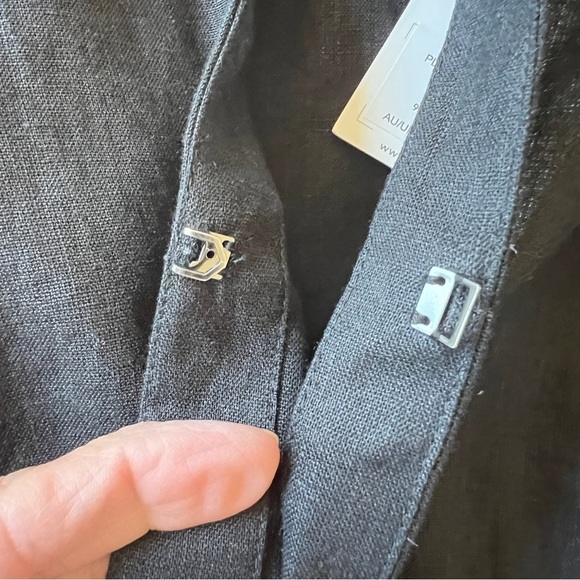 FOIL PLEAT DREAMS JACKET 6 LINEN LIGHTWEIGHT SINGLE CLASP CLOSURE RUFFLE HEM NWT - Picture 11 of 12